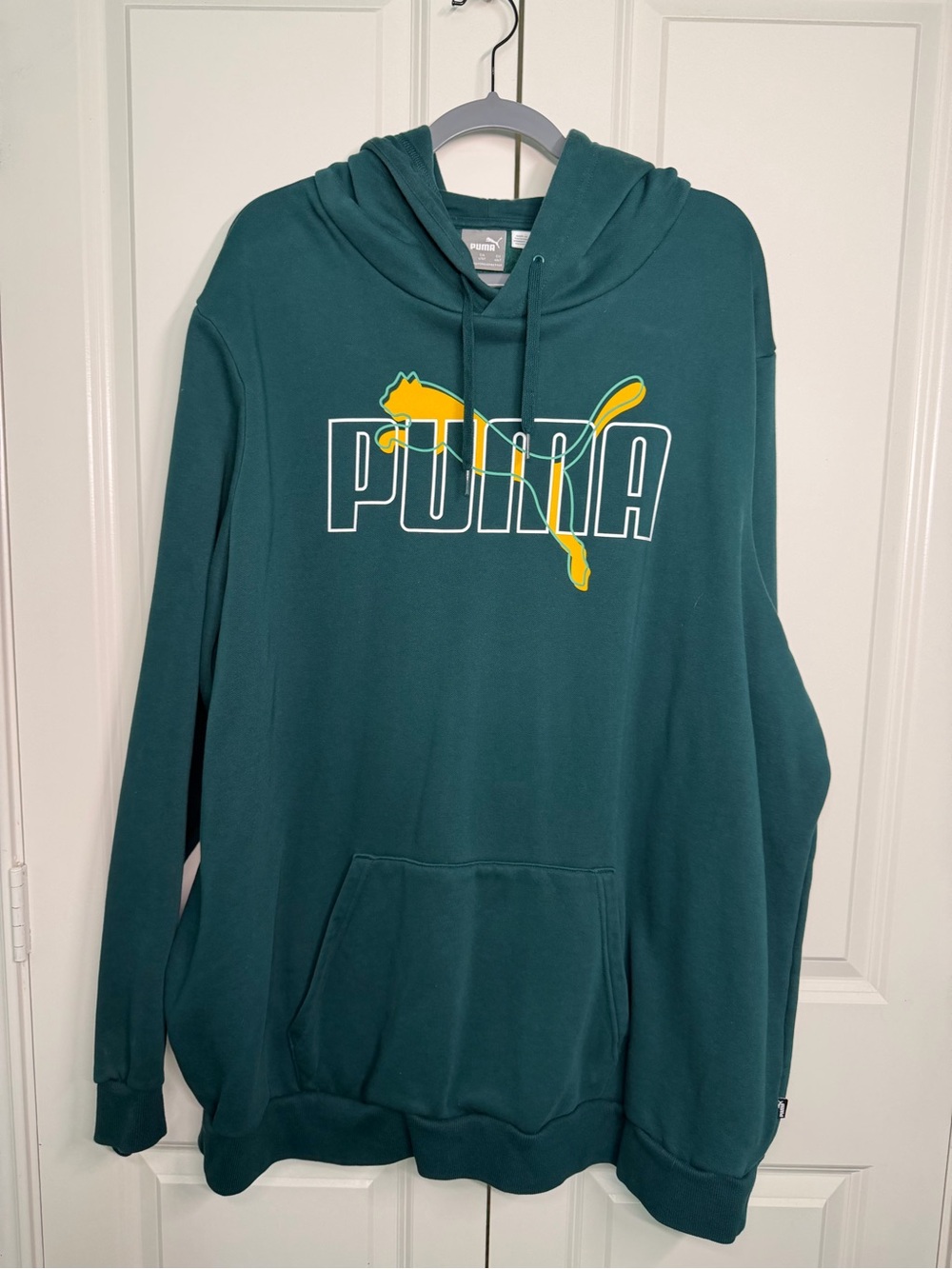 Puma Teal Zip-Up Sweater with Yellow Logo